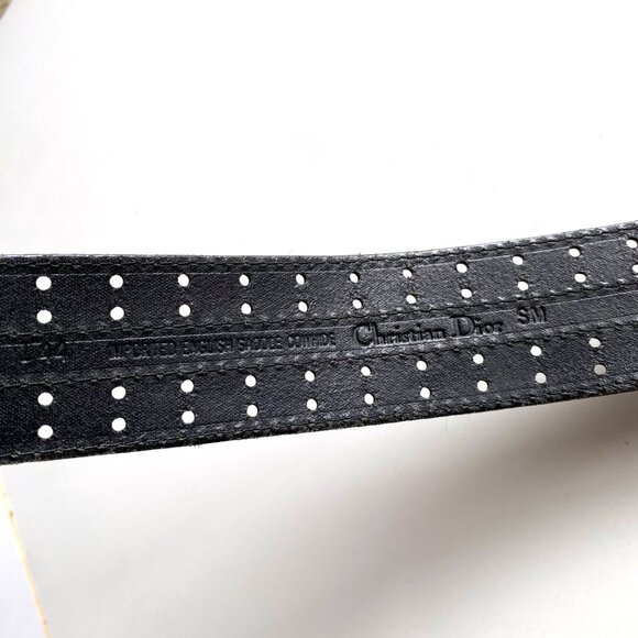 Vintage 90s Christian Dior Wide Black Cowhide Leather Waist Belt Size SM - Picture 9 of 9